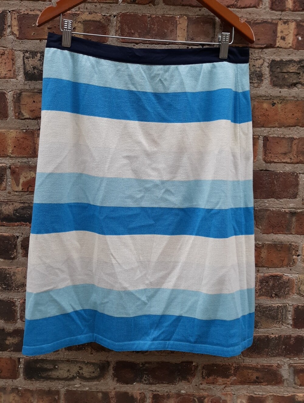 RODIER Vintage Reversible Striped Knit Cotton Blend Wrap Skirt Sz 44 France